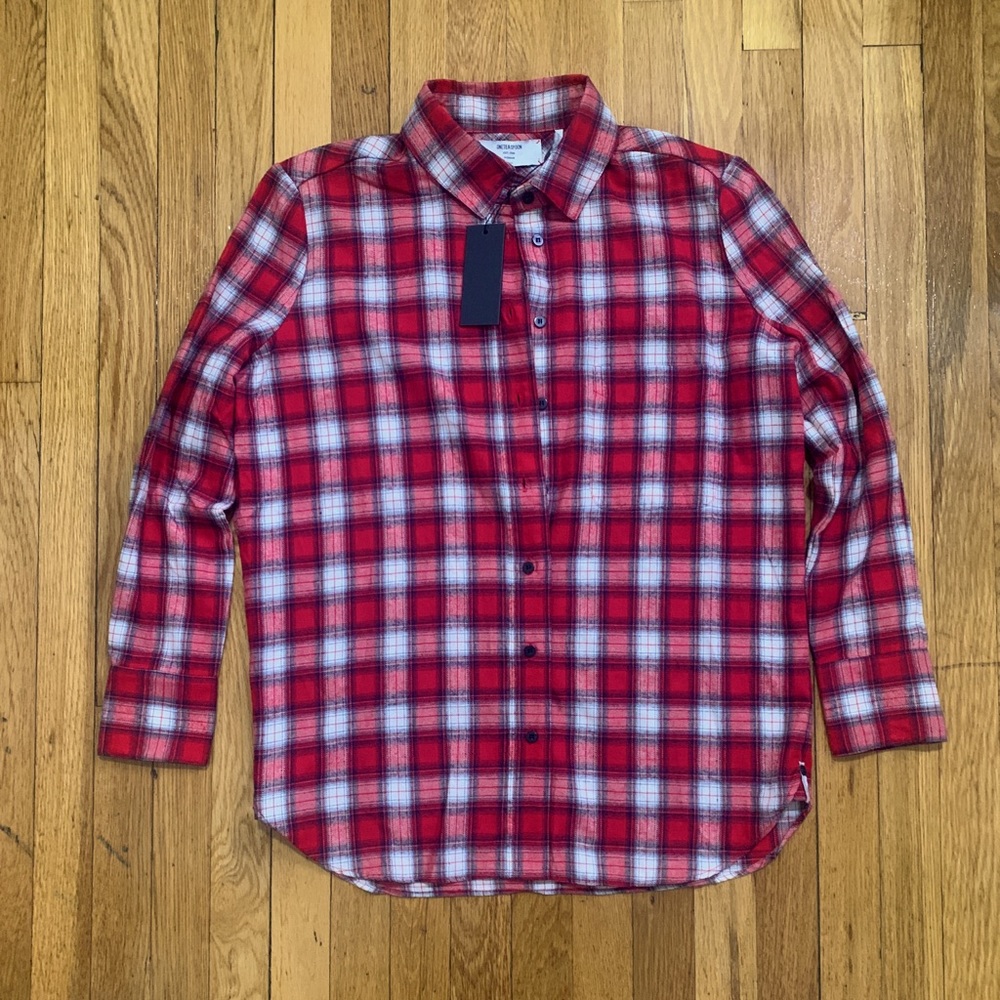One Teaspoon oversized red flannel shirt